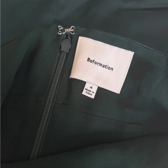 NEW Reformation Sathia Satin Long Dress Forest Dark Green | US 4 UK 8 - Picture 13 of 15